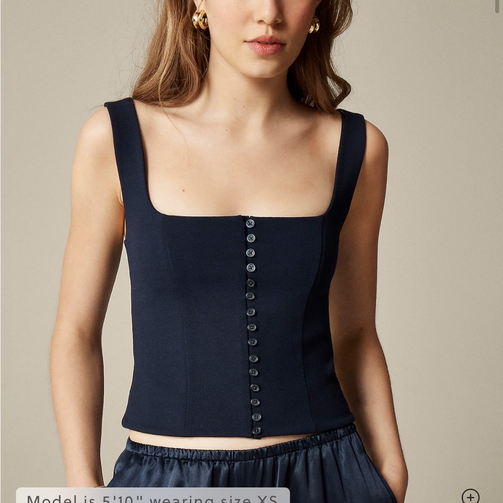 J. Crew Navy Corset top in stretch ponte